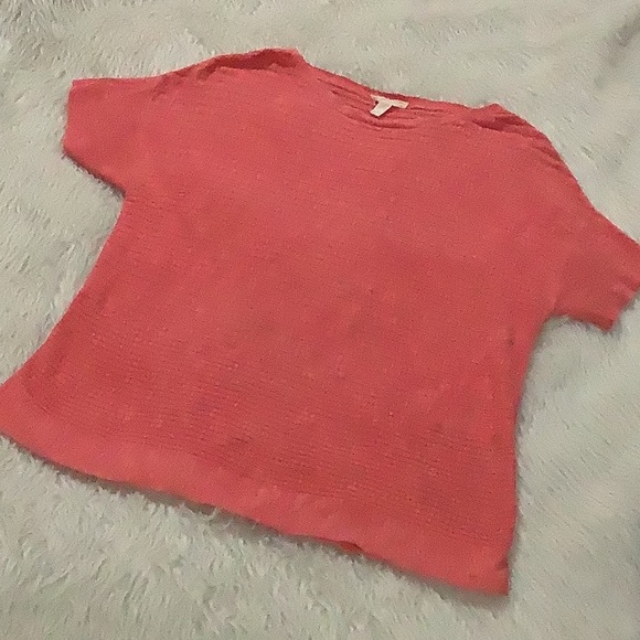 Eileen Fisher coral organic linen and cotton short sleeve knit top size … - Picture 1 of 7